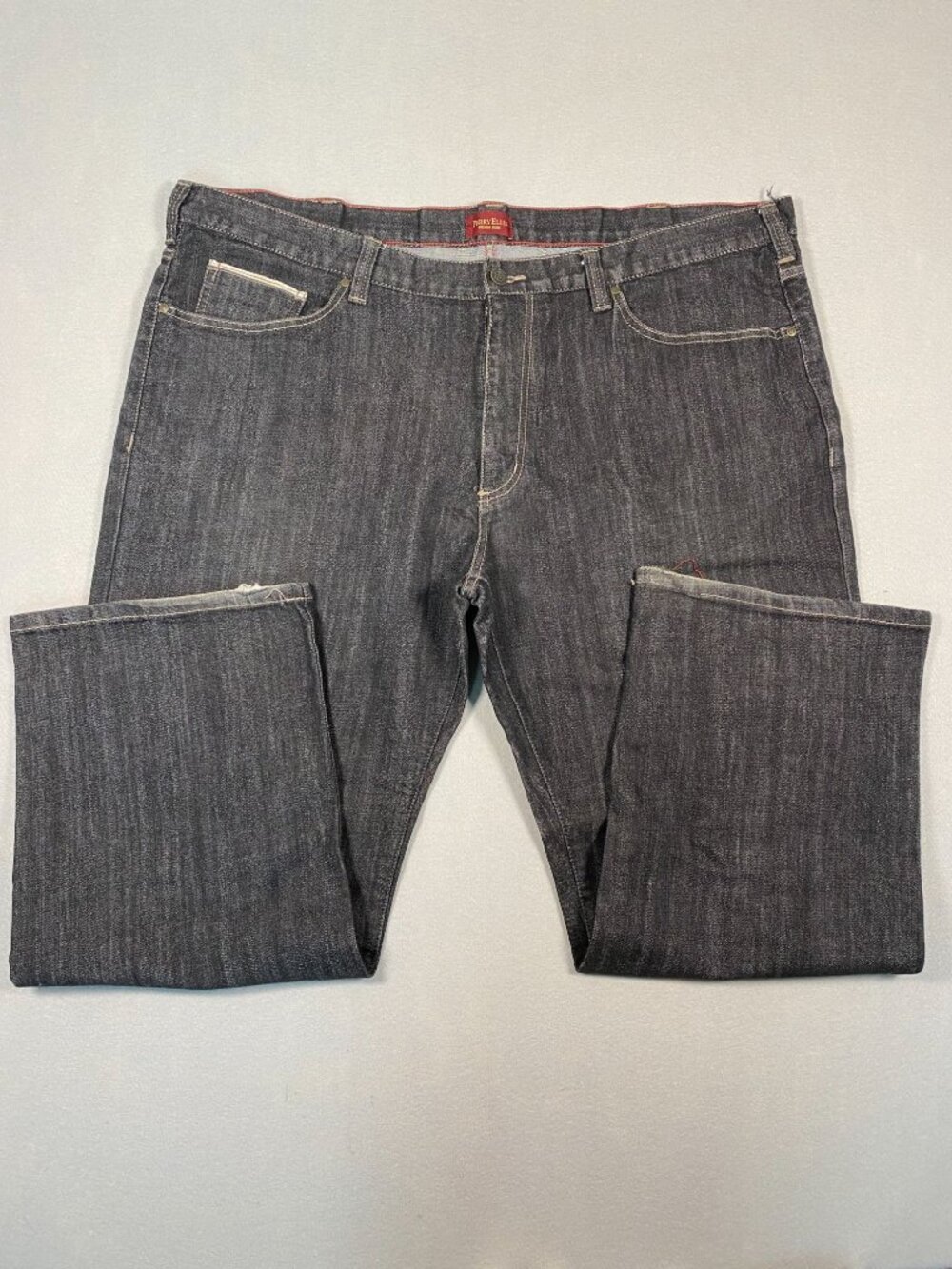 Perry Ellis Mens Premium Denim Jeans 44x30 Dark Wash Straight Fit Cotton Casual